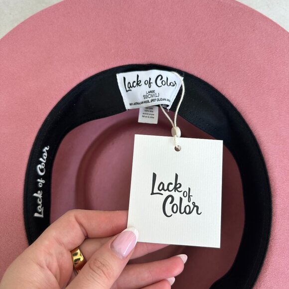 NWT Lack Of Color Zulu Wool Felt Fedora Hat In Rose Pink High Crown Wide Brim - Picture 3 of 10